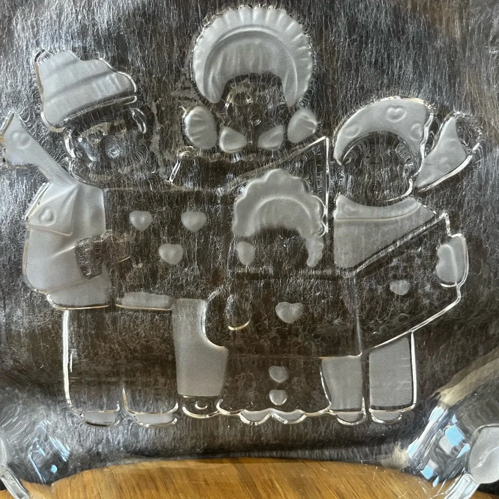 Vintage Mikasa Carolers Candy‎ Dish/ Nuts Frosted Glass (8in by 6in)